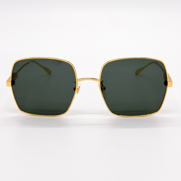 NEW GUCCI GG1434S 001 SQUARE GOLD GREY UNISEX SUNGLASSES GUCCI EYEWEAR - Picture 5 of 14